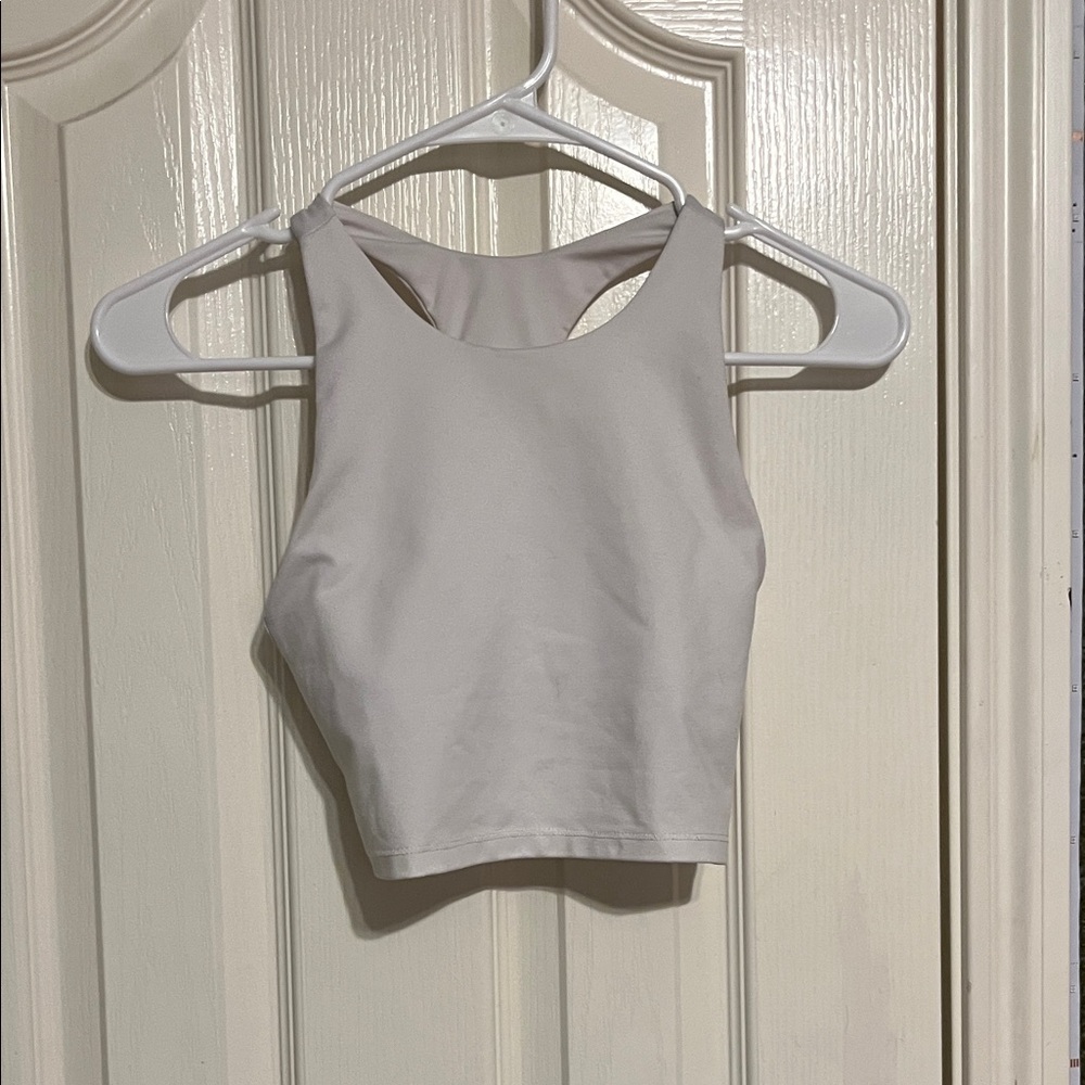 DSG White Double Lined Sports Bra Tank Top Cropped Spandex